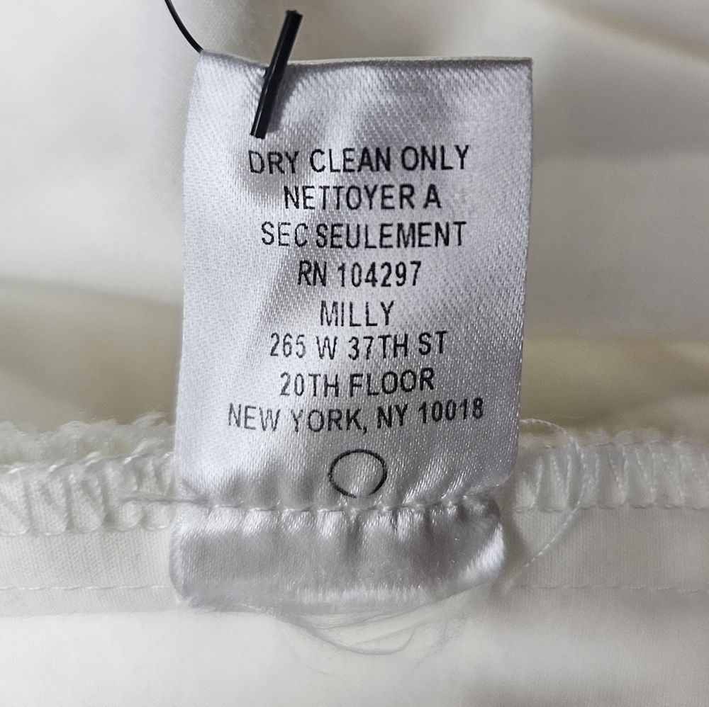 Vintage Milly of New York Y2K Wide Leg Trousers White Cotton Silk Lined Size 10 - Picture 8 of 9